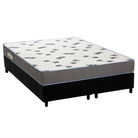 Cama Box Queen: Colchão Espuma Ortobom D33 Light Saúde + Base CRC Suede Black(158x198)