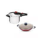 Ver imagem 1 de KIT - Panela de Pressão 6l Solar + Panela Wok Alumínio Paris 36cm Vermelha - Tramontina