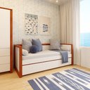 Ver imagem 1 de Cama de Solteiro 2 Gavetas Madeira Maciça e MDF Craft Branco/Garapa
