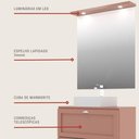Ver imagem 2 de Gabinete para Banheiro com Tampo Cuba e Espelheira 80cm Retro Mdf Rosa Milano - On Móveis