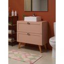 Ver imagem 5 de Gabinete para Banheiro com Tampo Cuba e Espelheira 80cm Retro Mdf Rosa Milano - On Móveis