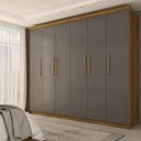 Ver imagem 1 de Guarda-roupa Casal Florada 6 Portas 6 Gavetas Nature/champanhe - Panorama Móveis