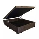 Ver imagem 2 de Cama Báu Box Base Casal Suede Marrom Blindado com Pistão a Gás.