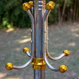 Cabideiro de Chão Aço Inox Cabide Porta Casaco Bolsa 16 ganchos Pendurar Roupas Organizador - 4