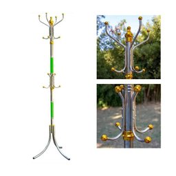 Cabideiro de Chão Aço Inox Cabide Porta Casaco Bolsa 16 ganchos Pendurar Roupas Organizador - 3