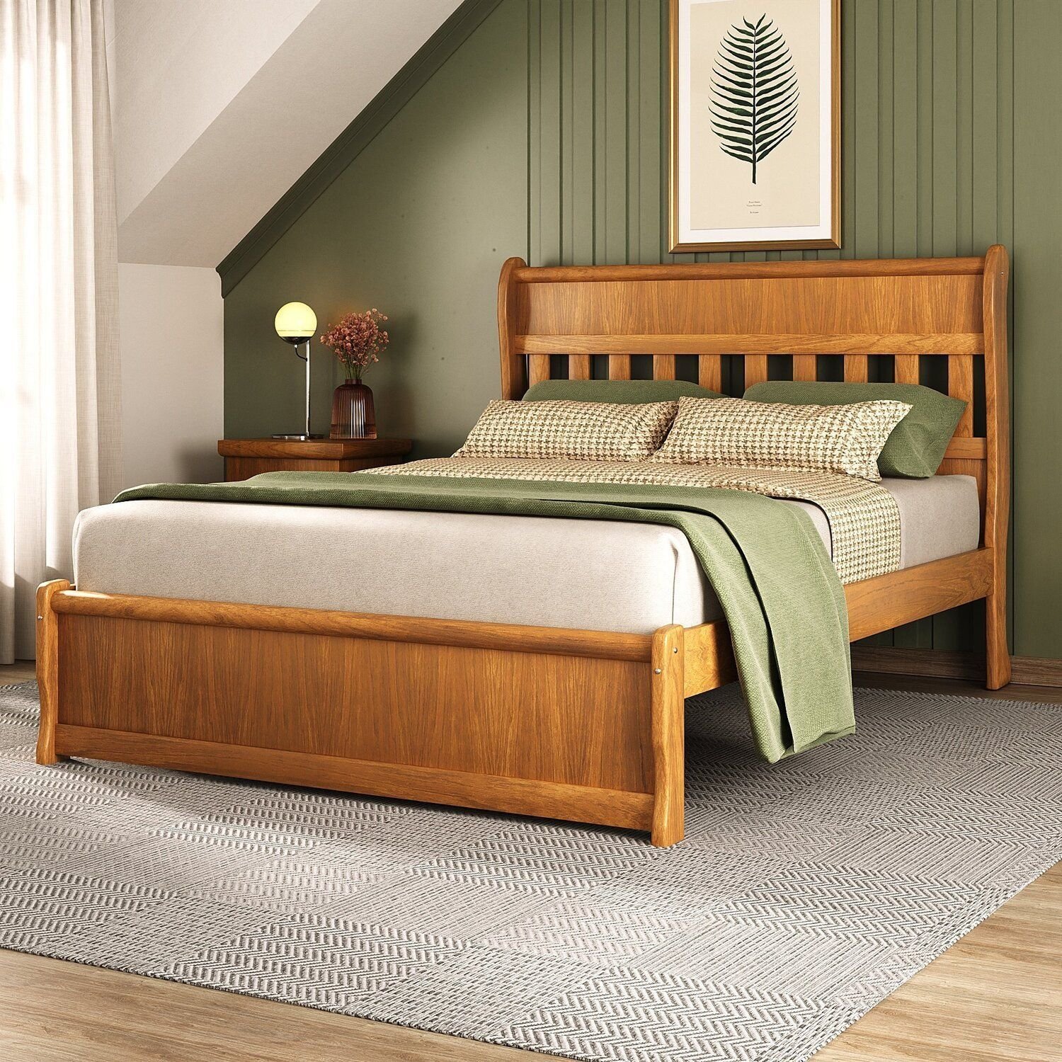 Cama Queen Nathalia 160cm Peseira Baixa Madeira Maciça