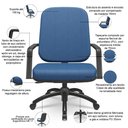 Ver imagem 4 de Kit Cadeira de Escritório Giratória e 2 Cadeiras Fixas Preta Magno P03 Crepe Azul - Lyam Decor