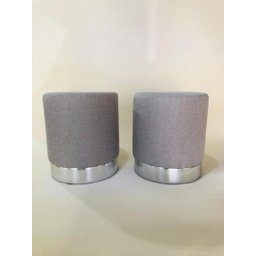 Kit 2 Puff Linho com Base Prata - 5