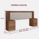 Ver imagem 2 de Cabeceira Extensível Casal Queen Ripada Estofada com 2 Mesas Cabeceira Gênova