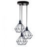 Lustre Pendente Triplo Aramado Diamante Preto - 1