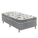 Ver imagem 1 de Cama Box Solteiro Suede Cinza + Colchão Solteiro Suede Cinza Espuma 88x188x55