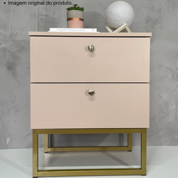 Mesa de Cabeceira Industrial Mdf com Pés Metalon Dourado Plancasa Sal Rosa - 2