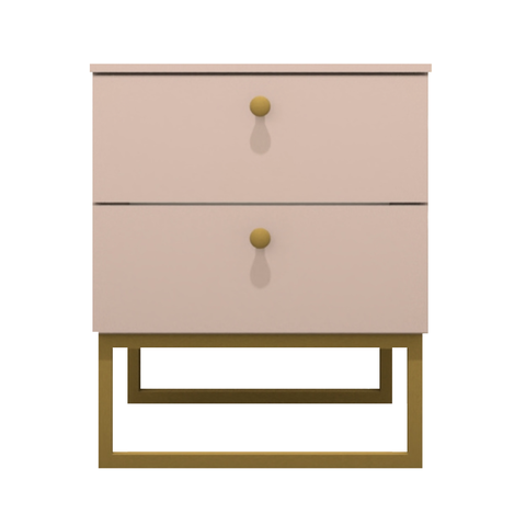 Mesa de Cabeceira Industrial Mdf com Pés Metalon Dourado Plancasa Sal Rosa