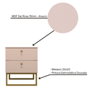 Ver mais imagens de Mesa de Cabeceira Industrial Mdf com Pés Metalon Dourado Plancasa Sal Rosa