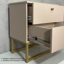 Mesa de Cabeceira Industrial Mdf com Pés Metalon Dourado Plancasa Sal Rosa - 4
