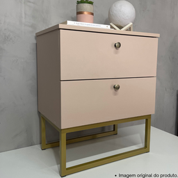 Mesa de Cabeceira Industrial Mdf com Pés Metalon Dourado Plancasa Sal Rosa - 3