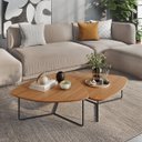 Ver imagem 1 de Kit 2 Mesas de Centro para Decoração Sala de Estar Metal Preto Design Orgânico Capri - Louro Freijó