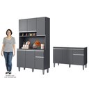 Ver imagem 5 de Cozinha Compacta Márcia e Balcão Gabinete sem Tampo Tatiane 120cm Cinza - Ajl Móveis