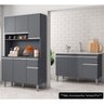 Cozinha Compacta Márcia e Balcão Gabinete sem Tampo Tatiane 120cm Cinza - Ajl Móveis - 2