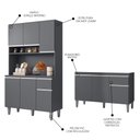Ver imagem 3 de Cozinha Compacta Márcia e Balcão Gabinete sem Tampo Tatiane 120cm Cinza - Ajl Móveis