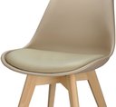 Ver imagem 6 de Kit 3 Cadeiras Charles Eames Leda Luisa Saarinen Design Wood Estofada Base Madeira - Bege