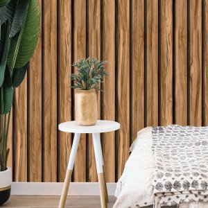 Papel de Parede Adesivo Ripado de Madeira Rolo 3m