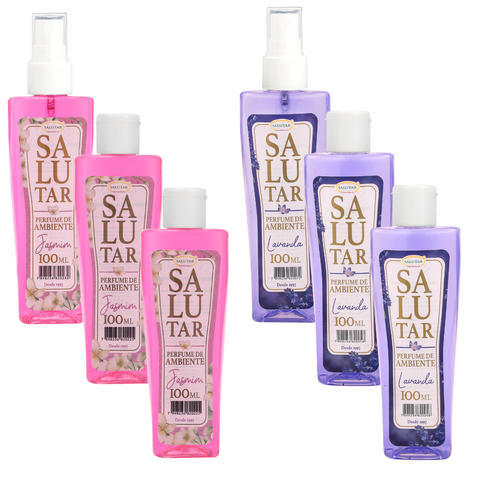 Aromatizador de Ambiente Salutar 100 Ml, Kit com 6 Unidades: Lavanda e Jasmim