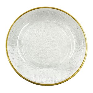 Prato de Sobremesa em Vidro com Borda Dourada 21,5 Cm