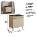 Ver imagem 2 de Balcão Cooktop Jade 75cm 2 Portas Pés com Regulagem Cor:savana / Off White;tamanho:5 Bocas