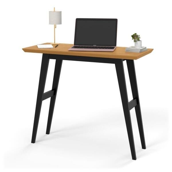 Escrivaninha Harvard 9040 Tampo Mdf 30mm Pé em Madeira Tampo Freijo/pé Preto Ofertamo