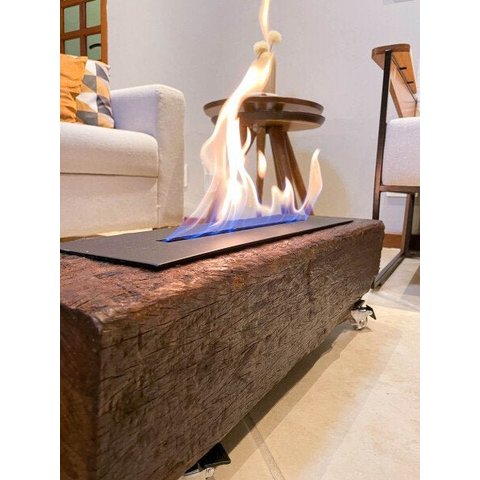 Lareira Ecológica no Dormente com Rodinhas e Queimador em Ferro - 70 x 22 cm - Bromo