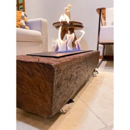 Lareira Ecológica no Dormente com Rodinhas e Queimador em Ferro - 70 x 22 cm - Bromo - 3
