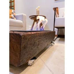 Lareira Ecológica no Dormente com Rodinhas e Queimador em Ferro - 70 x 22 cm - Bromo - 5