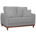 Ver imagem 2 de Sofa Sena 2 Lugares Base de Madeira para Sala Hotel Linho Cinza