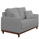 Ver imagem 4 de Sofa Sena 2 Lugares Base de Madeira para Sala Hotel Linho Cinza