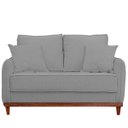Ver imagem 1 de Sofa Sena 2 Lugares Base de Madeira para Sala Hotel Linho Cinza