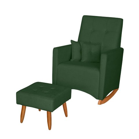 Poltrona de Amamentação Balanço Ana com Puff Bouclê:verde