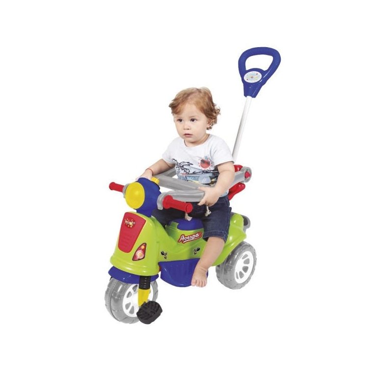Triciclo Infantil Avespa Extreme Verde Maral Com Empurrador
