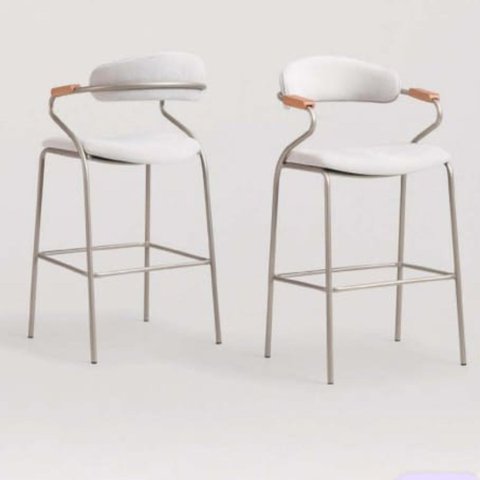 Kit 2 Banquetas Zyon Alta Cozinha,ilha ou Bancada Americana Fixa Metal- Tecido Cora 02