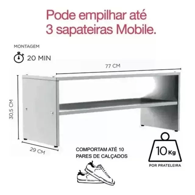 Ver imagem 2 de Banqueta Sapateira com Prateleira Ecoplan Ecobs-1 - Ecoplanejados
