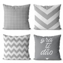 Ver imagem 1 de Kit 4 Capas Almofadas Cinza E Branco gratidão
