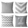 Kit 4 Capas Almofadas Cinza E Branco gratidão - 1