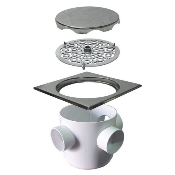 Ralo Mozaik com Sifão Polido RAPP1010 Inox 10x10cm - 3