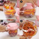 Ver imagem 4 de Processador Alimentos Manual Triturador Alho 5 Lâminas 900ml Rosa