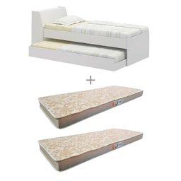 Cama Solteiro Bicama Com 2 Colchões Ditália BB-28 Branco - 1