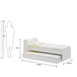 Cama Solteiro Bicama Com 2 Colchões Ditália BB-28 Branco - 12
