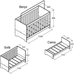 Berço com Colchão Ditália Multifuncional 3x1 Bbi-51 Branco - 5