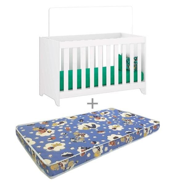 Berço com Colchão Ditália Multifuncional 3x1 Bbi-51 Branco