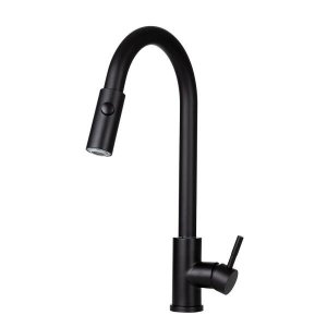 Torneira para cozinha gourmet Misturador Monocomando em Aço Inox Escovado Muru Pingoo.casa - Preto