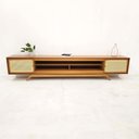 Ver imagem 4 de Rack Sala Tv até 75 Polegadas Ricco 273 Cm Laminado Portas Palhinha Mel